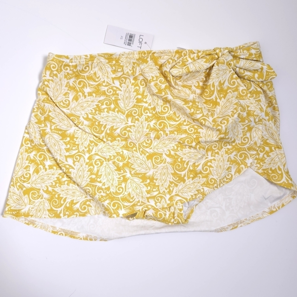 LOFT Yellow paisley beach side tie sarong swim bottoms NWT size Xs